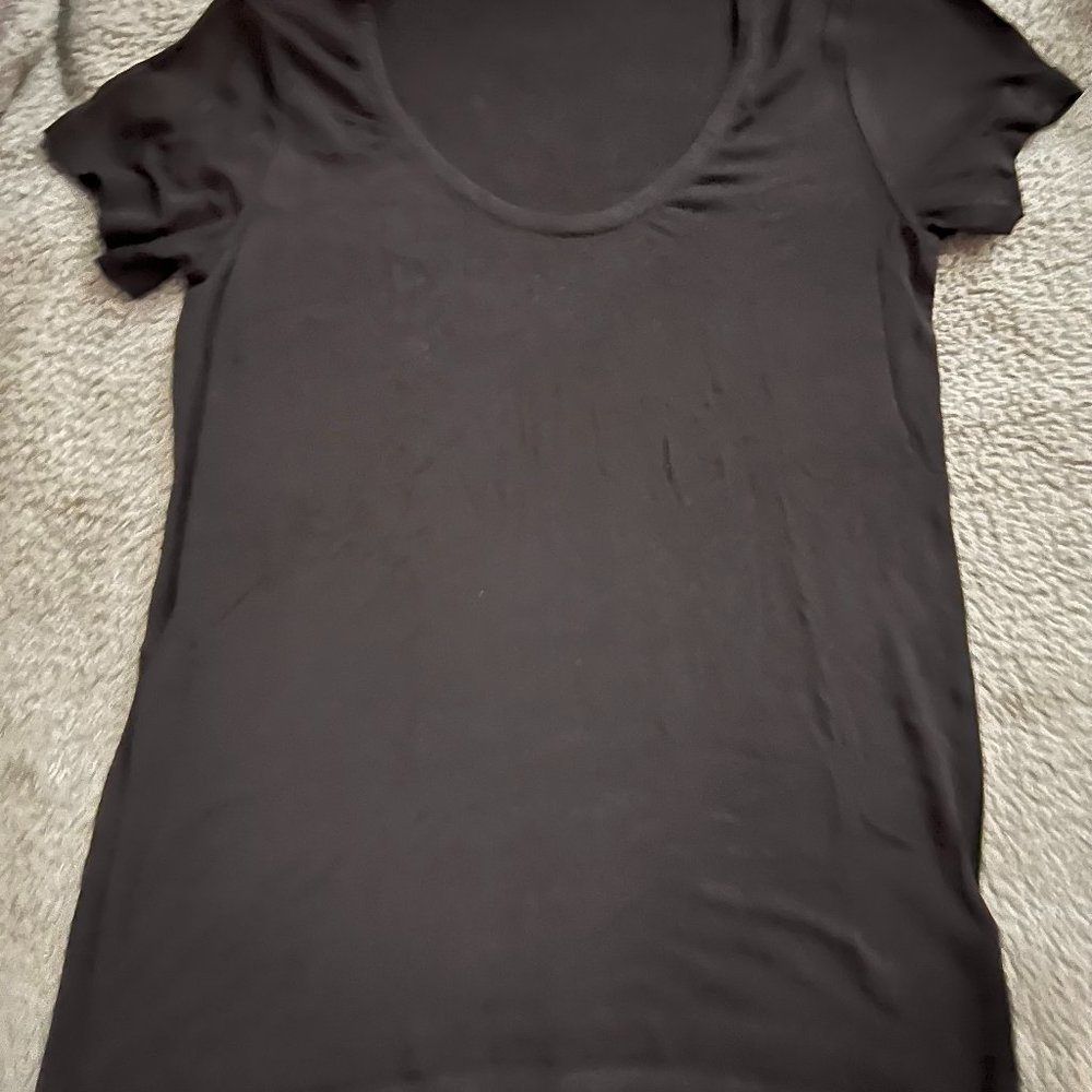 Splendid, Short Sleeve, Ribbed Top, Size XS, Black